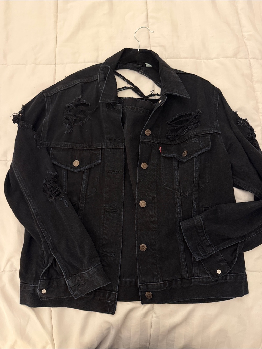 Levi's Black Distressed Denim Jacket